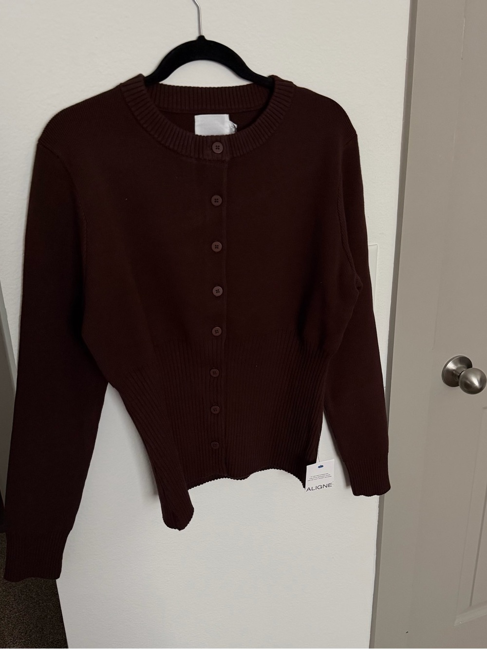 Aligne Brown Ribbed Button Cardigan - Picture 2 of 6